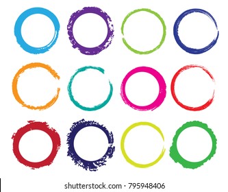 Set of grunge circles.Vector grunge round shapes.