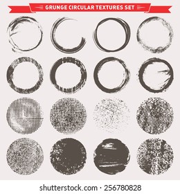Set of grunge circular abstract texture backgrounds vector 