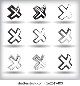 Set of grunge cross 