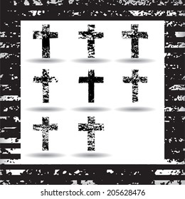 Set of grunge crosses 