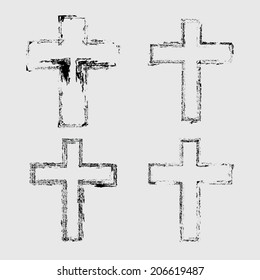 Set of grunge crosses  