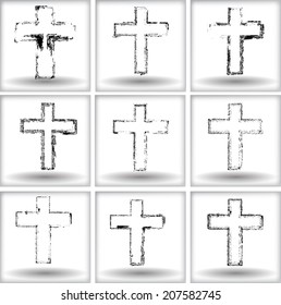 Set of grunge crosses 