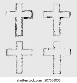 Set of grunge crosses  