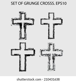 Set of grunge crosses