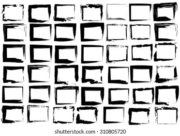 The set of  grunge decorative frames in black color and different thickness.