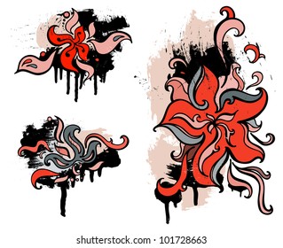 Set grunge design element. Vector illustration isolated