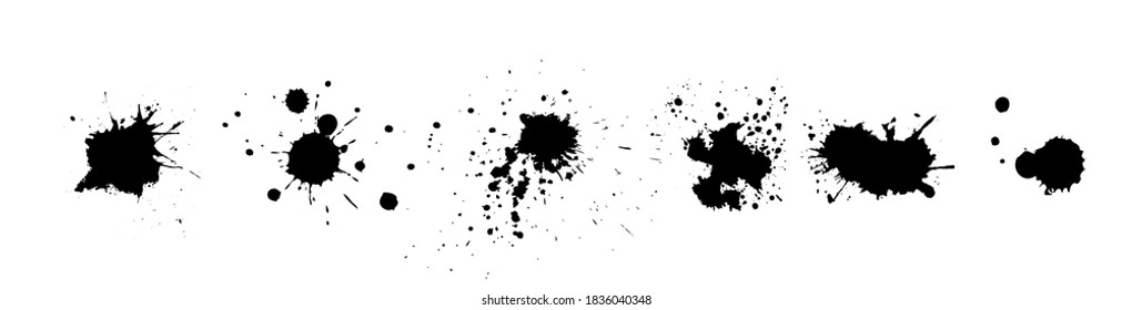 Set of Grunge Design Elements. Black blots. Brush Strokes. Vector illustration