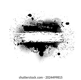 Set of Grunge Design Elements. Black blots frame . Brush Strokes. Vector illustration