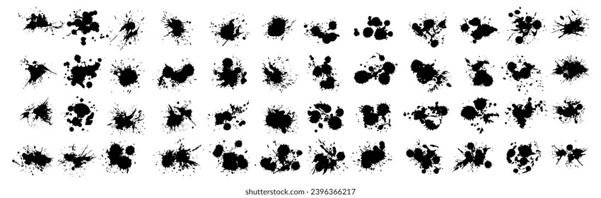 Set of Grunge Design Elements. Black blots. Brush Strokes. Vector illustration
