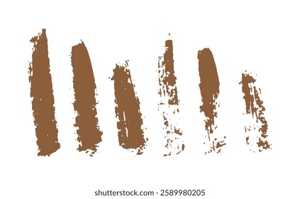 Set of grunge design elements isolated on white background. Paint brush for ink paint, dirt and text banners, dirty texture. Freehand drawing. Trendy brush stroke, vector illustration.