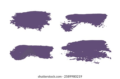 Set of grunge design elements isolated on white background. Paint brush for ink paint, dirt and text banners, dirty texture. Freehand drawing. Trendy brush stroke, vector illustration.