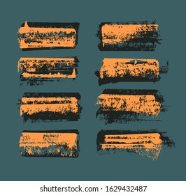 Set of grunge design elements and painting brushes. vector illustration. 