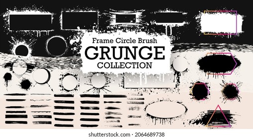 A set of "Grunge". Detailed grunge backgrounds. Liquid. A collection of paint strokes. Spots. Grunge splash. Ink stain. Collection of faces. Black splashes, brush isolated on white background.