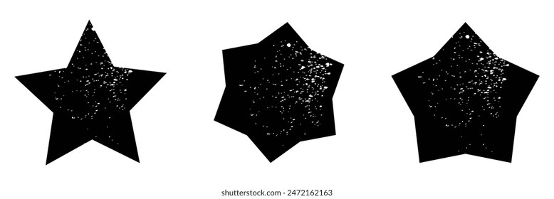 Set of grunge distressed star icons. Star icon grunge texture.