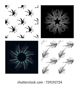 A set of grunge drawings. Destroyed design elements. Vector circular pattern, black and white graphics. Ethnic style, Hipsters, Boho, rustic rug