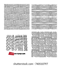 A set of grunge drawings. Destroyed design elements. Vector circular pattern, black and white graphics. Ethnic style, Hipsters, Boho, rustic rug