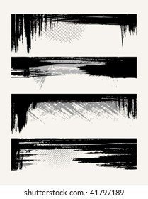 Set of grunge edges. Vector illustration in black color.