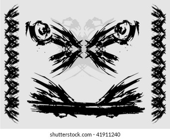 Set of grunge edges. Vector illustration in black color.