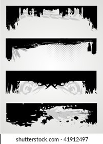 Set of grunge edges. Vector illustration in black color.