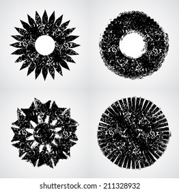 Set of grunge flowers. Vector illustration. Decorative elements
