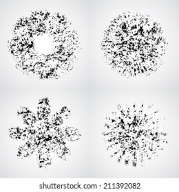 Set of grunge flowers. Vector illustration. Decorative elements