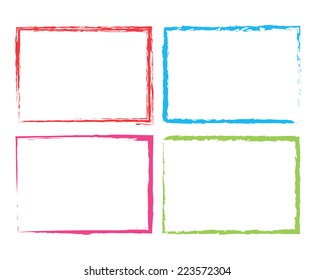 Set of grunge frame in color.Vector template.