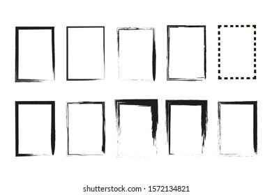 Set of grunge frame icons. Vector illustration in flat design