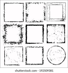 Set of grunge frames. The color is easily changeable. Also, you can change the thickness of the frames by changing the thickness of the stroke. 