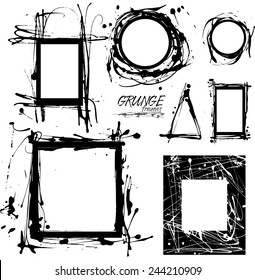 Set of grunge frames made of flowing paint