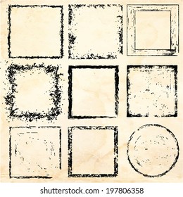 Set of grunge frames on a vintage background.