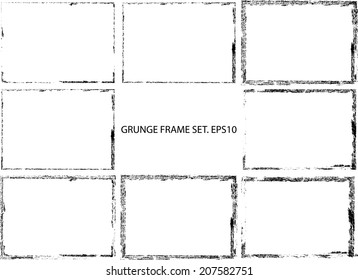 Set of grunge frames. Vector illustration. 