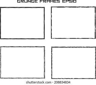 Set of grunge frames. Vector illustration. 