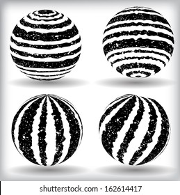 Set of grunge globes