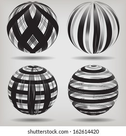 Set of grunge globes