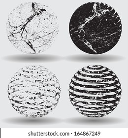 Set of grunge globes