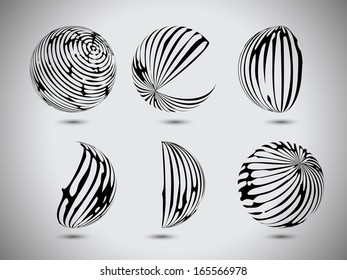 Set of grunge globes