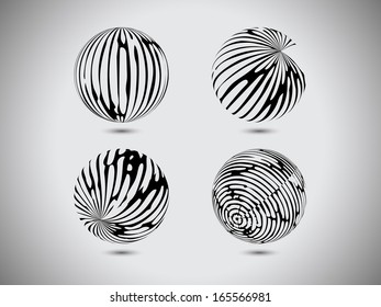 Set of grunge globes