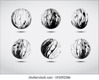 Set of grunge globes