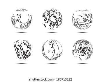 Set of grunge globes