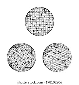 Set of grunge globes