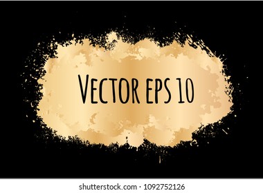 Set of grunge gold texture. Golden texture isolated on black background. Vector Illustration.