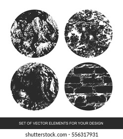 Set grunge, gradient textures and brushes, scratches on the wall. Artistic vector isolated collection of design elements. Modernist Abstract background