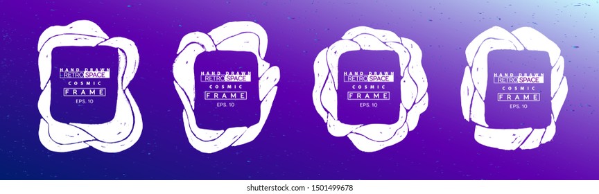 Set of Grunge Graffiti Style Frames Hand Drawn with a Brush