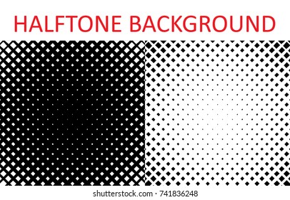 Set of Grunge halftone background. Halftone radial squares. Vector illustration