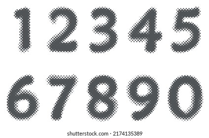 Set of grunge halftone numbers.