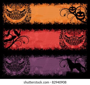 Set of a grunge halloween banners.