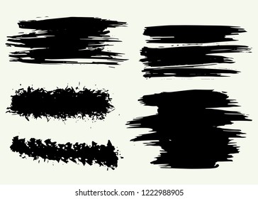 Set of grunge hand drawn brush strokes, backgrounds. Vector, isolated free hand drawing