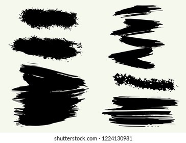 Set of grunge hand drawn brush strokes, backgrounds. Vector, isolated free hand drawing