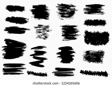 Set of grunge hand drawn brush strokes, backgrounds. Vector, isolated free hand drawing