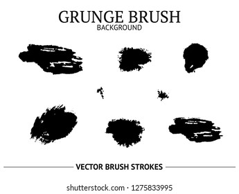 Set of grunge hand drawn brush strokes. Isolated on white background